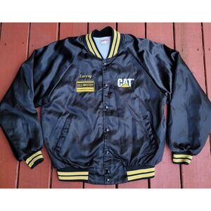 Vintage 80’s Caterpillar CAT Machinery Satin Varsity Bomber Jacket Size XL
